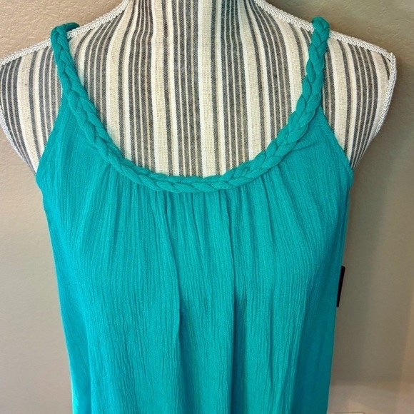 NWT Mossimo Tank Top XS Teal / Jade Green Braided Straps Rayon Boho - Picture 3 of 13